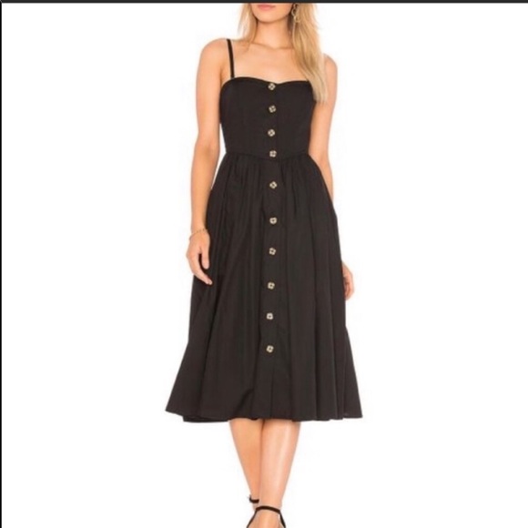 Free People Dresses & Skirts - Free People Button Front Black Strap Midi Dress